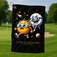 Total solar Eclipse 842024 Sun Flees Moon Eclipse Chase Golf Towel thumb 1