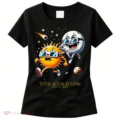 Total solar Eclipse 842024 Sun Flees Moon Eclipse Chase Women's T-Shirt