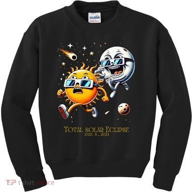 Total solar Eclipse 842024 Sun Flees Moon Eclipse Chase Kids Sweatshirt