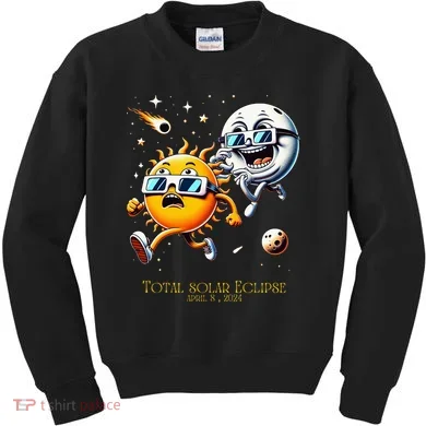 Total solar Eclipse 842024 Sun Flees Moon Eclipse Chase Kids Sweatshirt