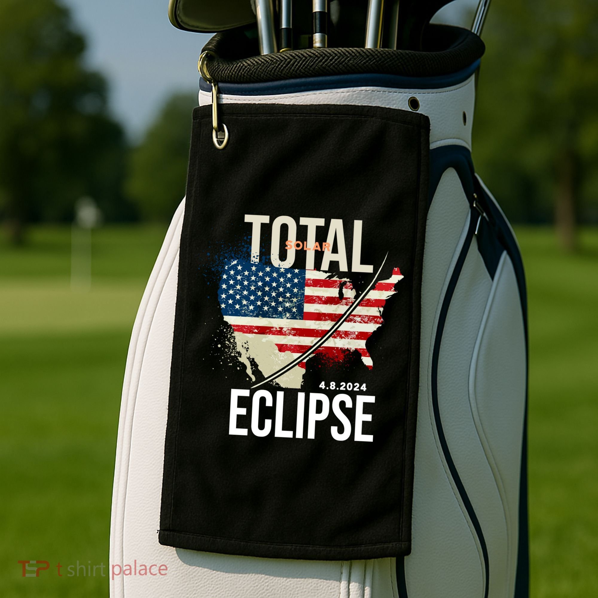 Total Solar Eclipse United States 4.8.2024 Golf Towel