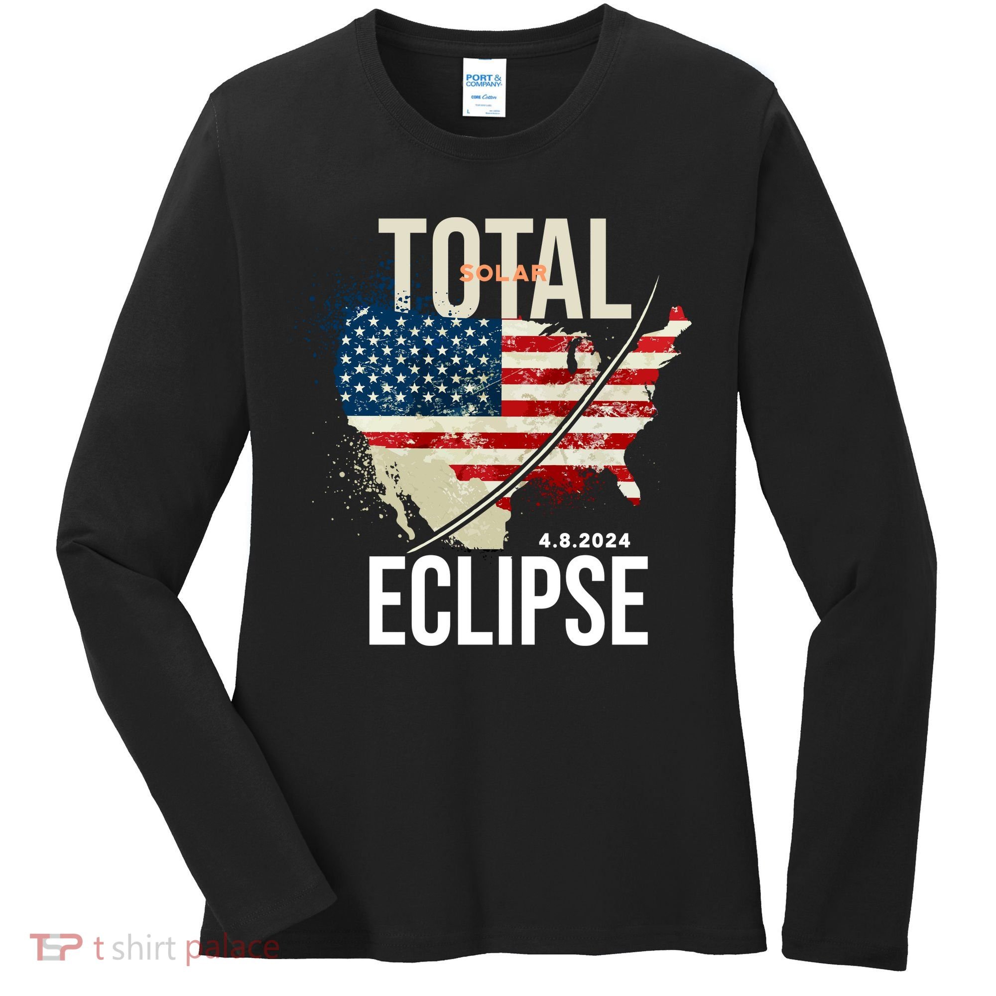 Total Solar Eclipse United States 4.8.2024 Women's Long Sleeve Shirt