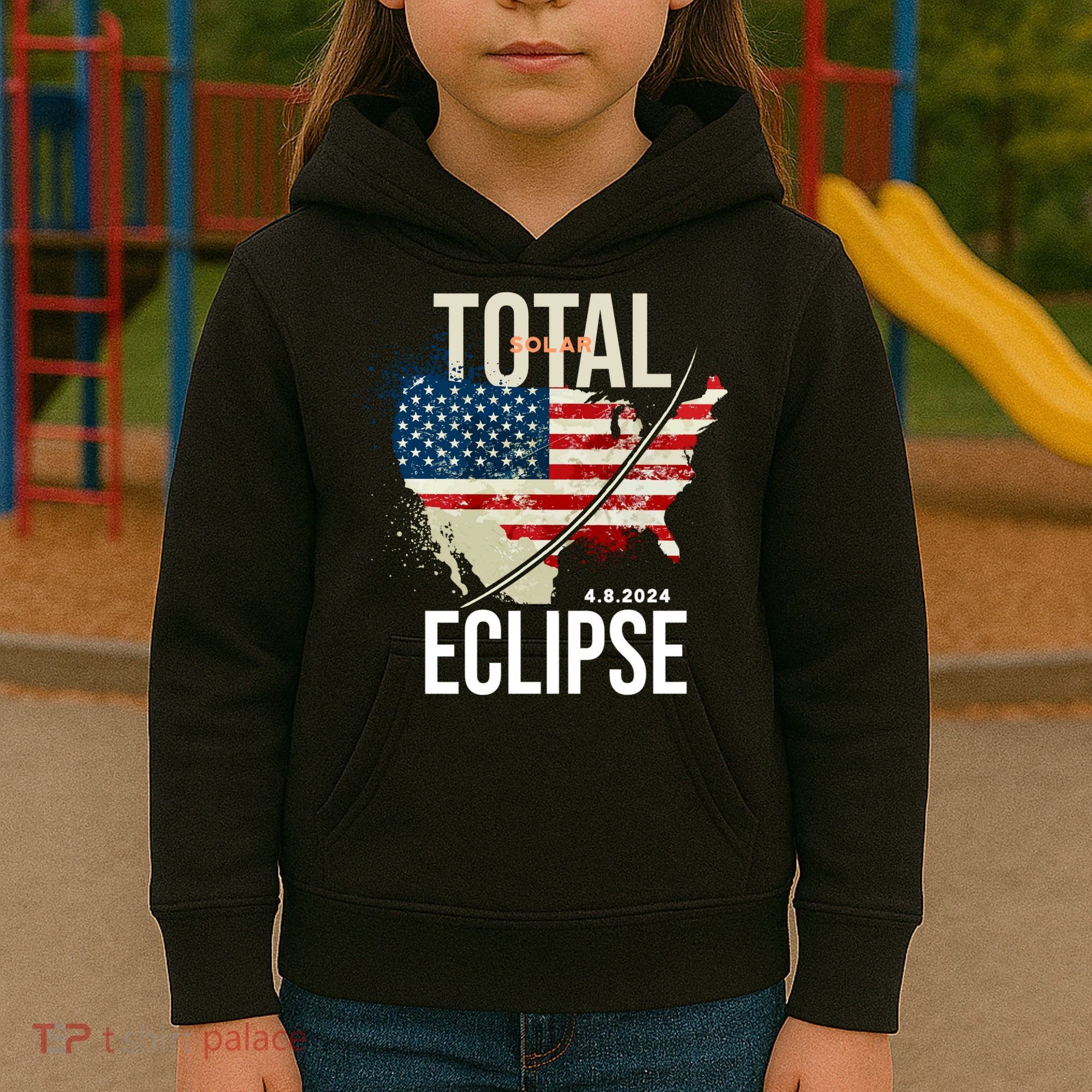 Total Solar Eclipse United States 4.8.2024 Kids Hoodie