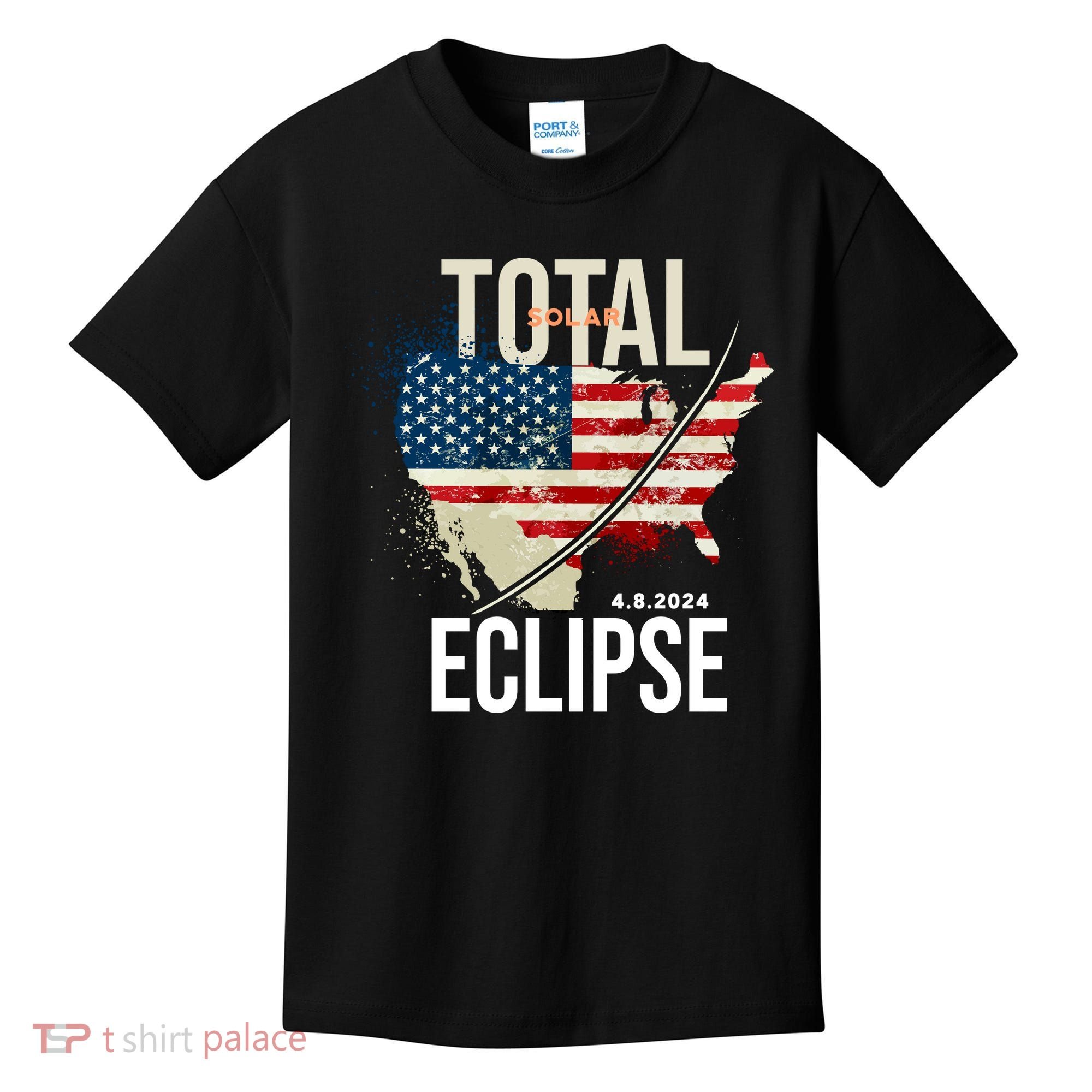 Total Solar Eclipse United States 4.8.2024 Kids T-Shirt