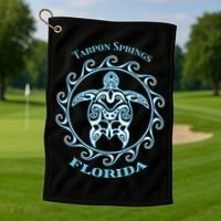 Tarpon Springs Florida Tribal Sea Turtle Summer Golf Towel thumb 1
