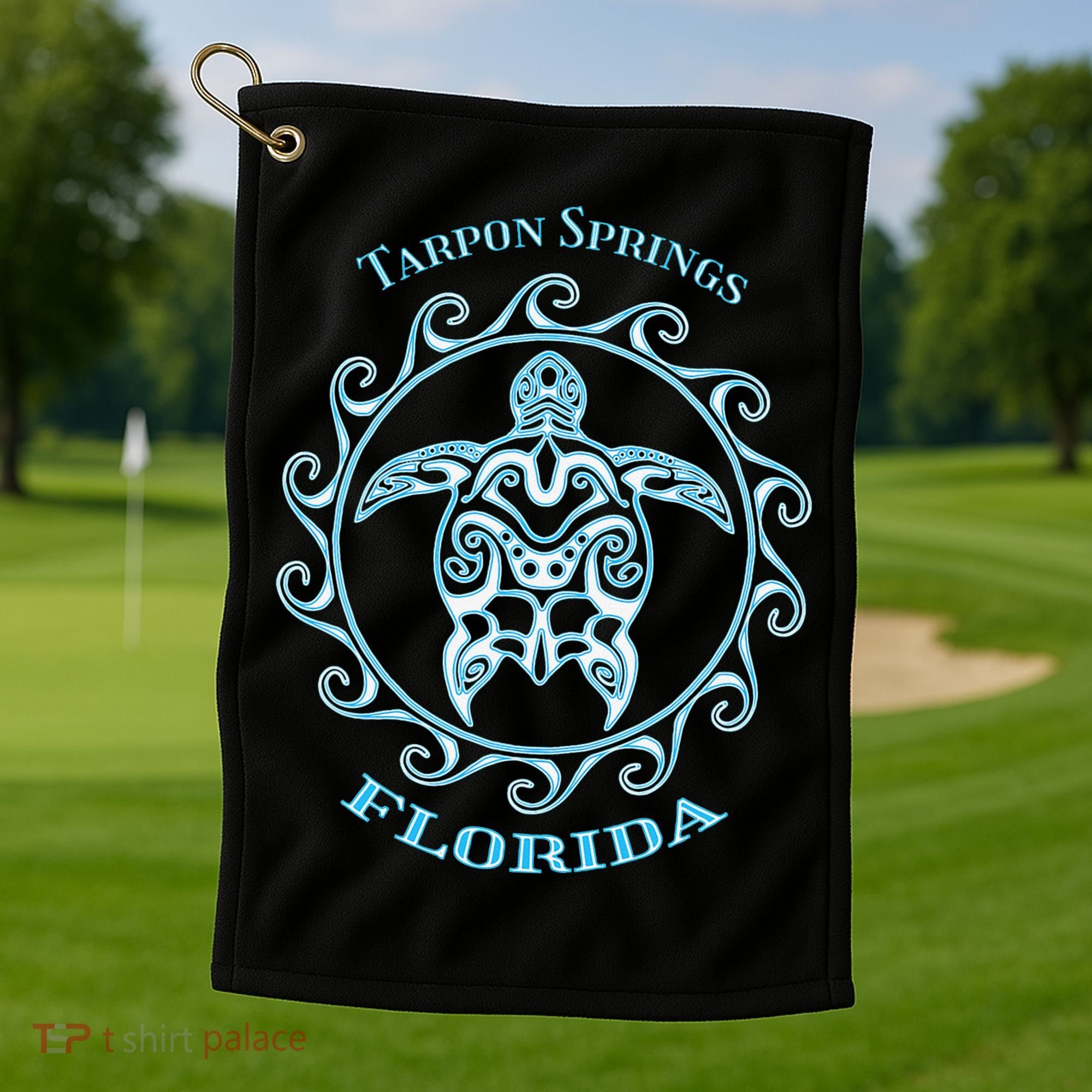 Tarpon Springs Florida Tribal Sea Turtle Summer Golf Towel