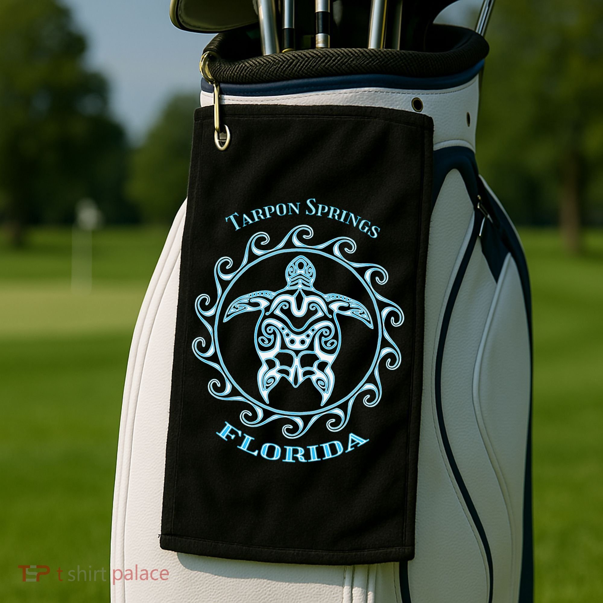 Tarpon Springs Florida Tribal Sea Turtle Summer Golf Towel