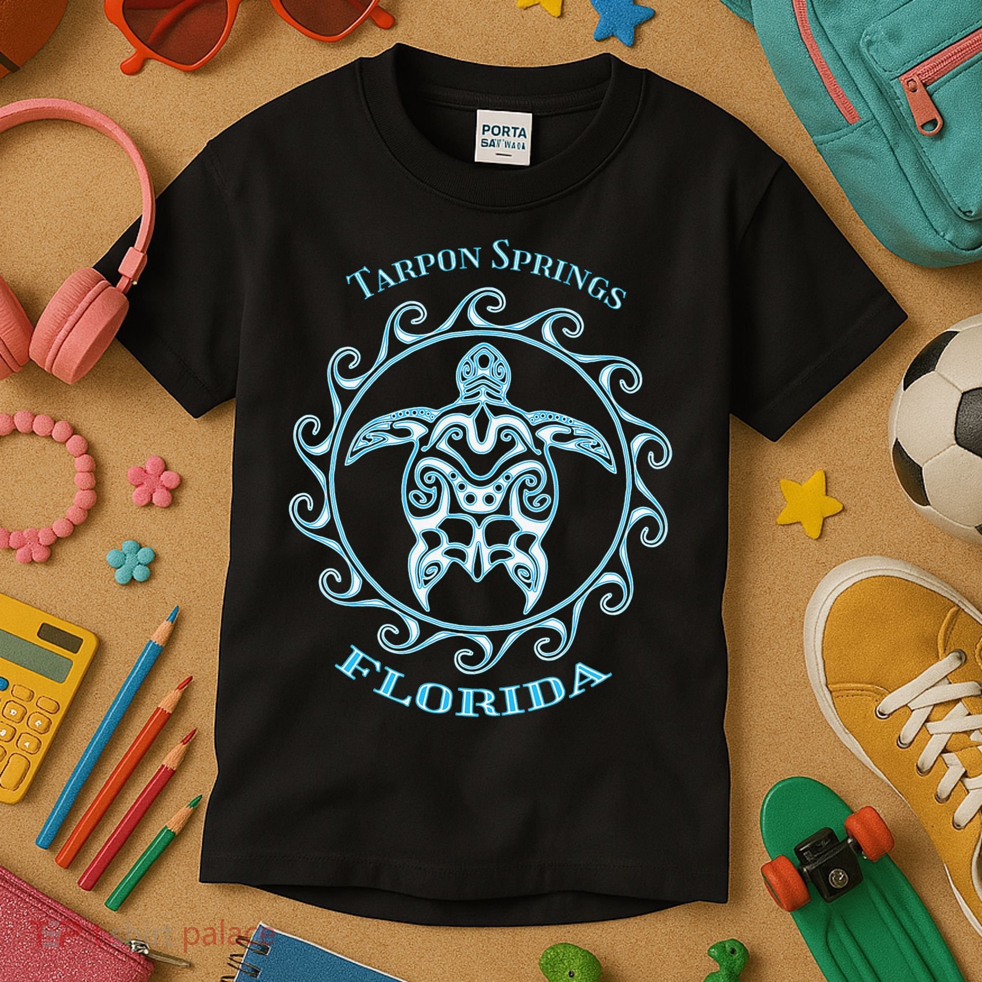 Tarpon Springs Florida Tribal Sea Turtle Summer Kids T-Shirt