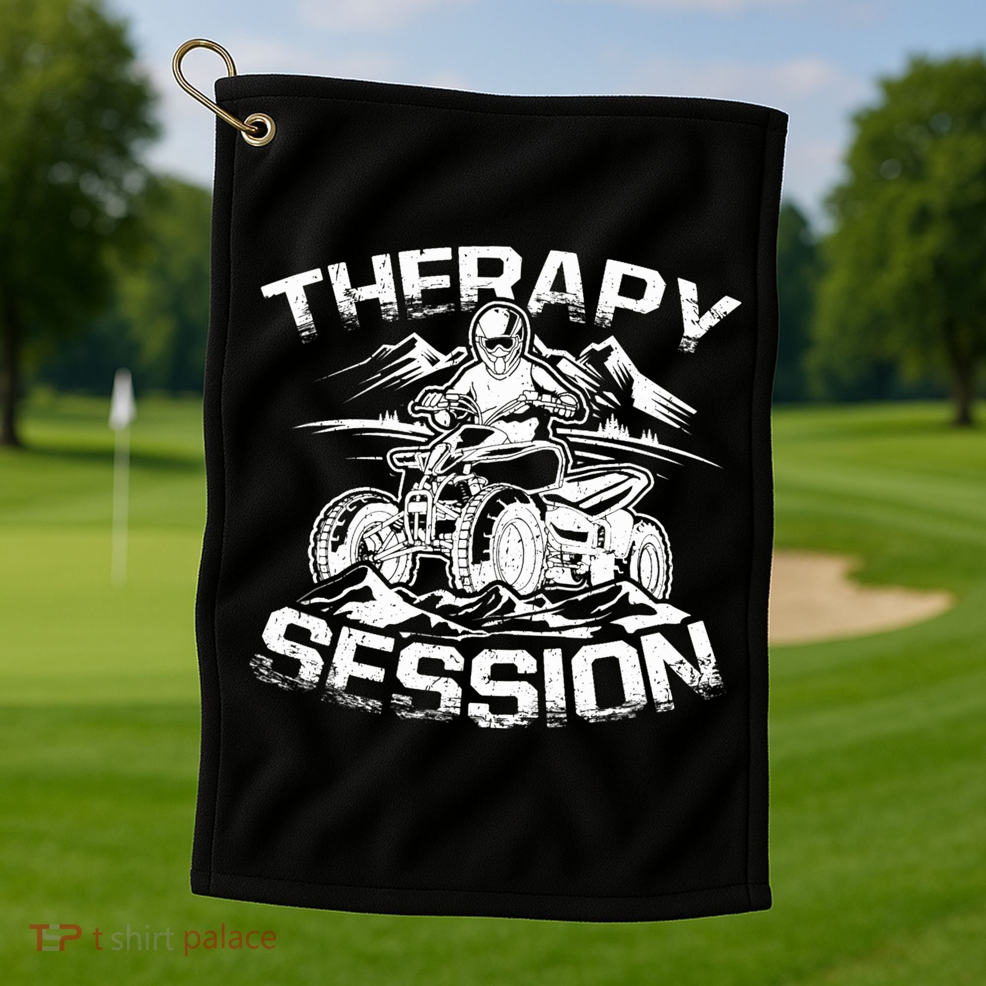 Therapy Session Funny ATV FourWheeler Quad Bike Rider Golf Towel