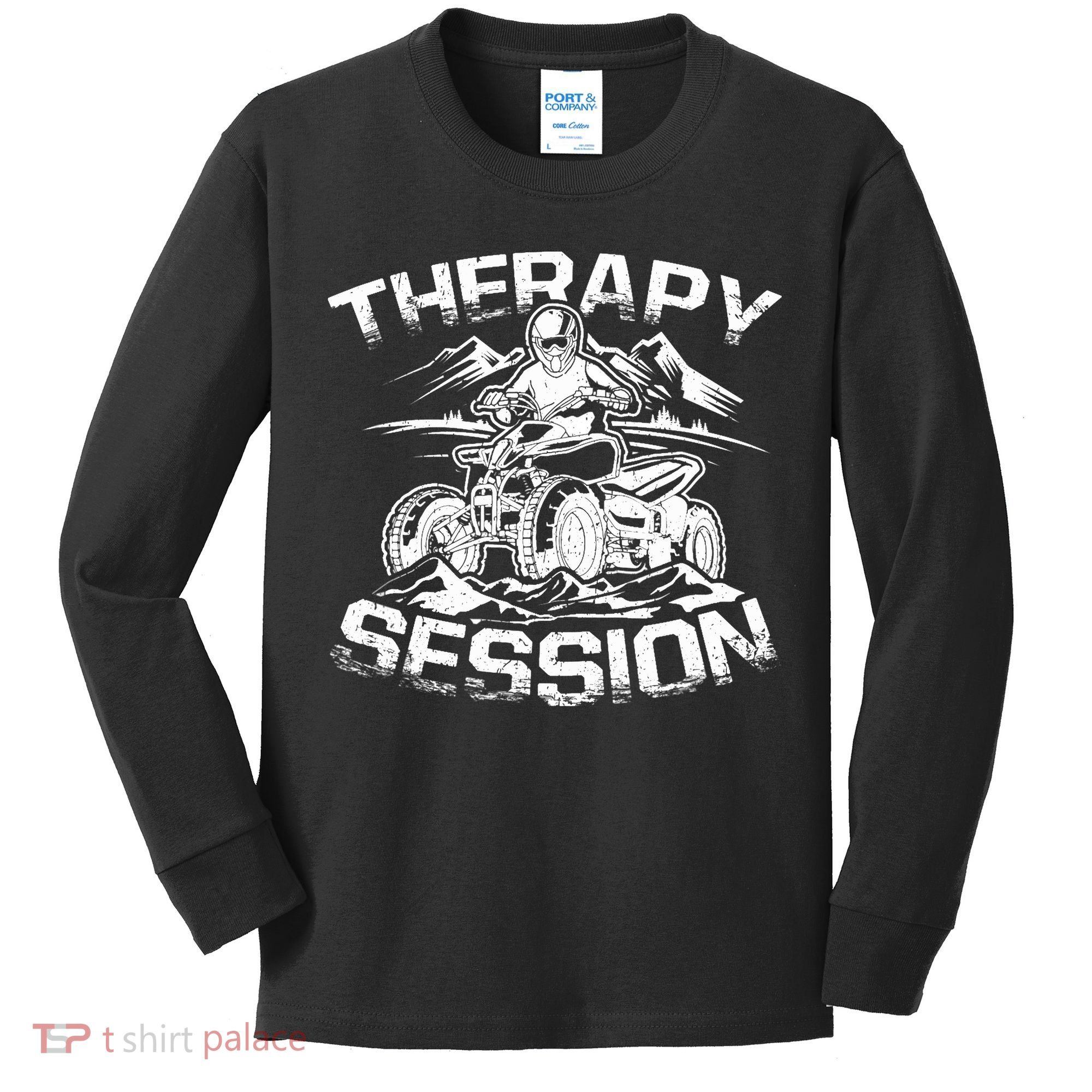 Therapy Session Funny ATV FourWheeler Quad Bike Rider Kids Long Sleeve Shirt