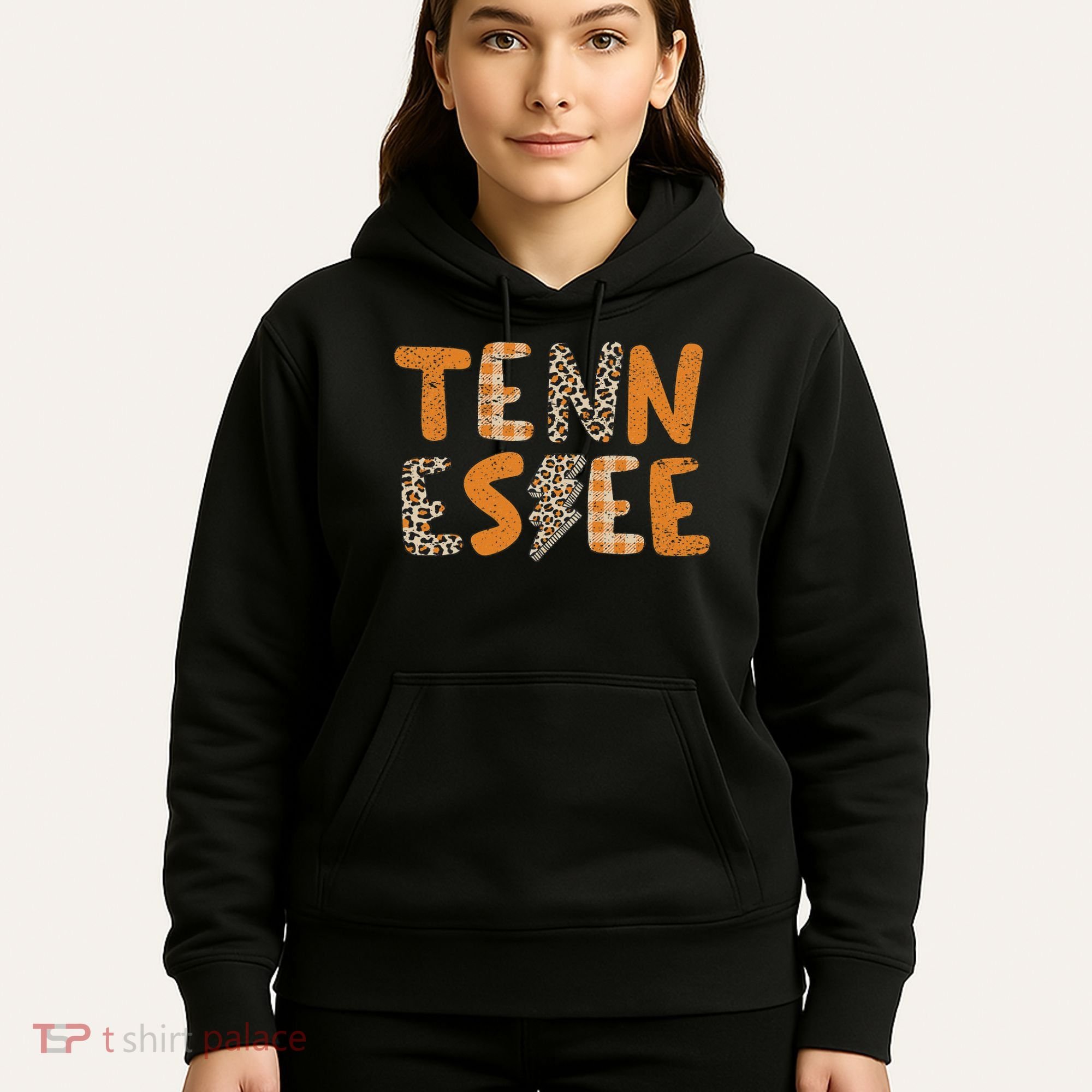 Tennessee State Flag Orange Plaid Leopard Tn Hoodie