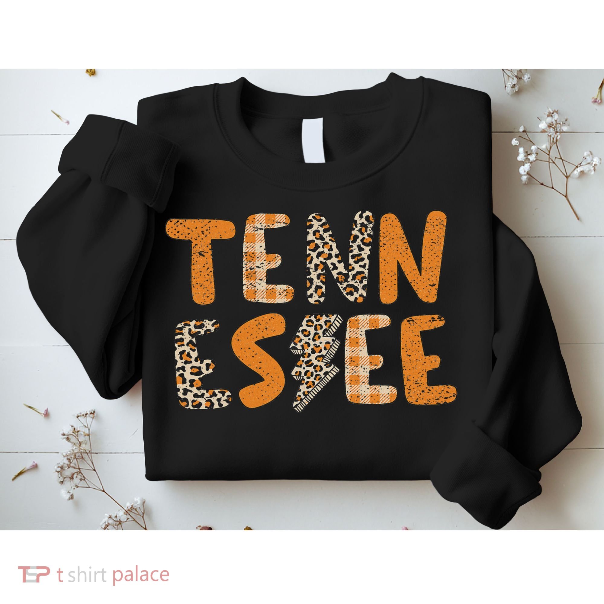 Tennessee State Flag Orange Plaid Leopard Tn Sweatshirt