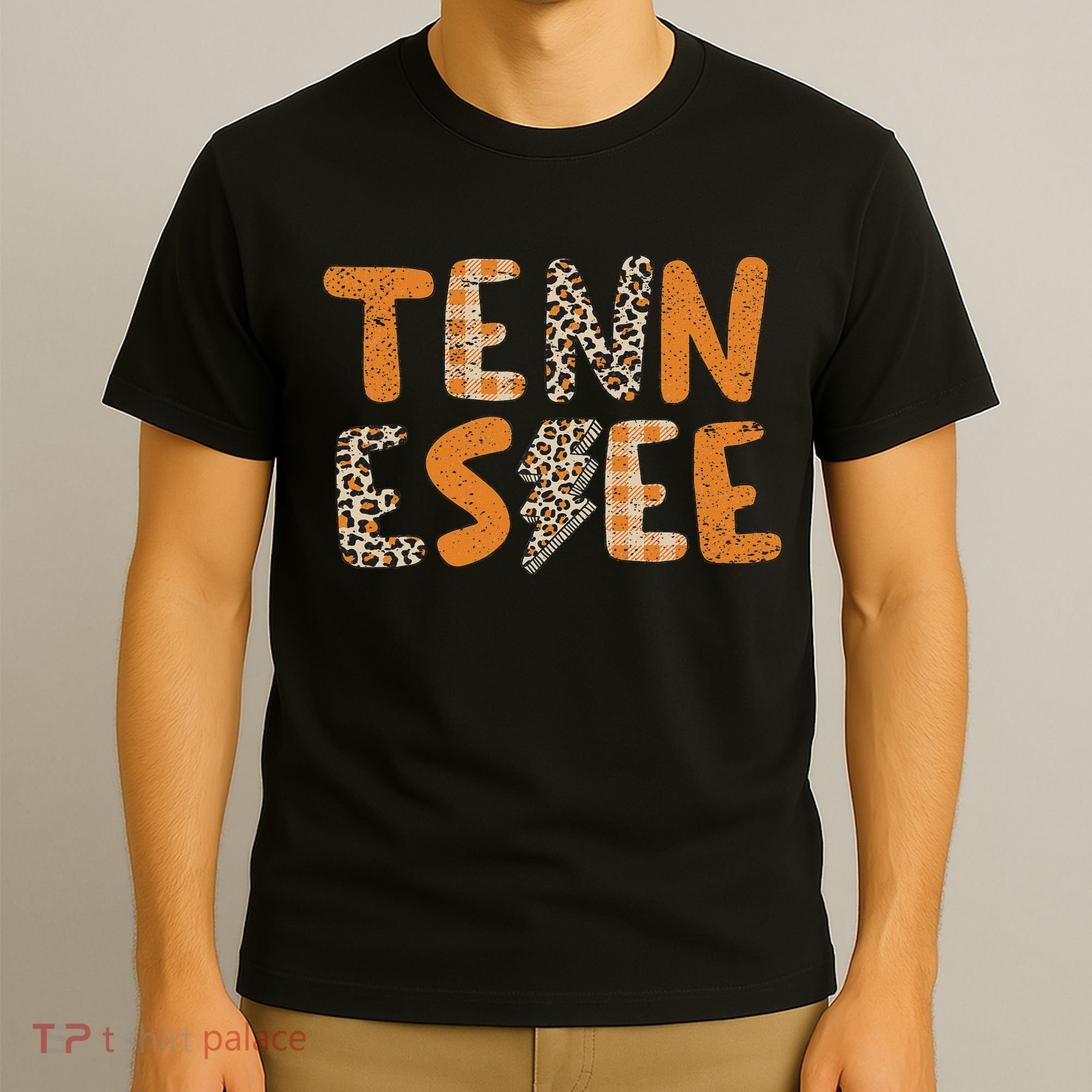 Tennessee State Flag Orange Plaid Leopard Tn T-Shirt