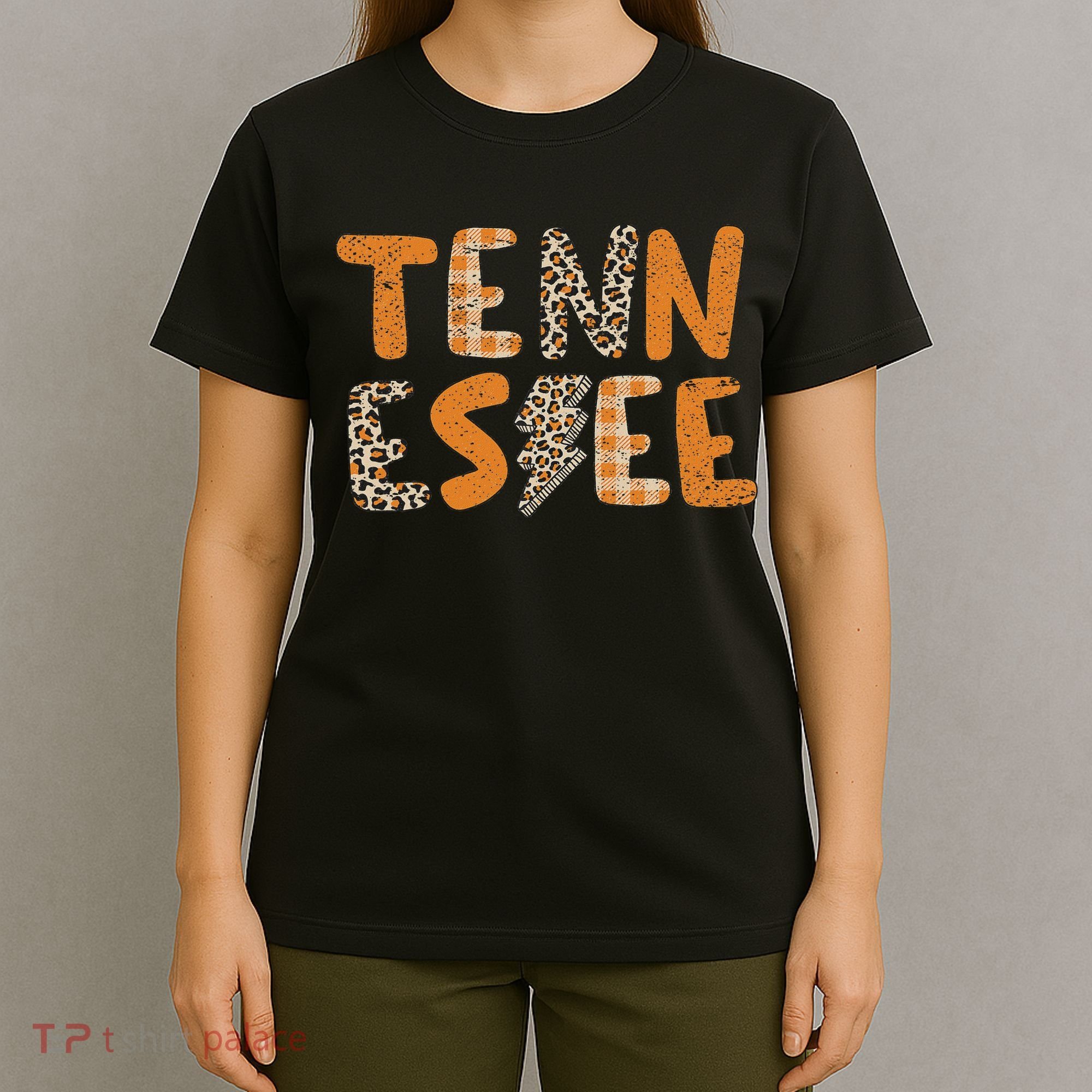 Tennessee State Flag Orange Plaid Leopard Tn T-Shirt
