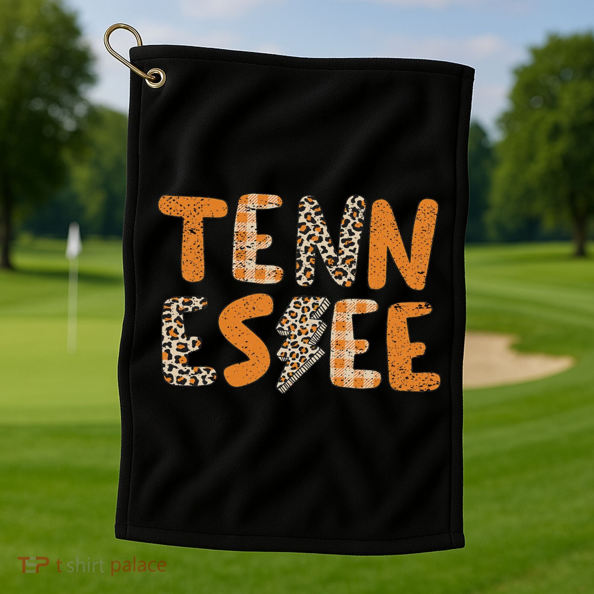 Tennessee State Flag Orange Plaid Leopard Tn Golf Towel