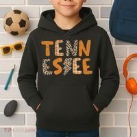 Tennessee State Flag Orange Plaid Leopard Tn Kids Hoodie thumb 2