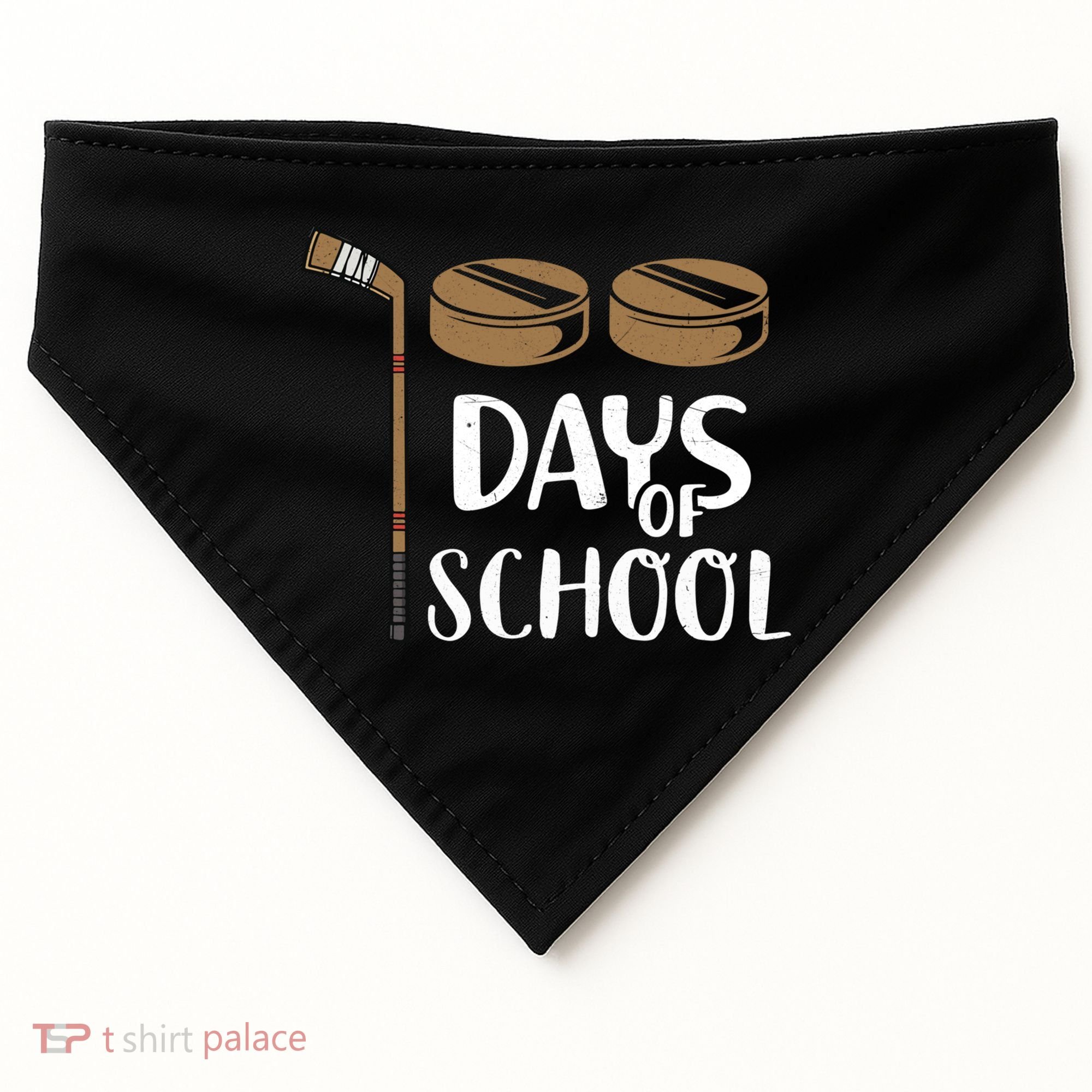 Teachers Students Funny 100th Day Of School Hockey Gift USA-Made Doggie Bandana