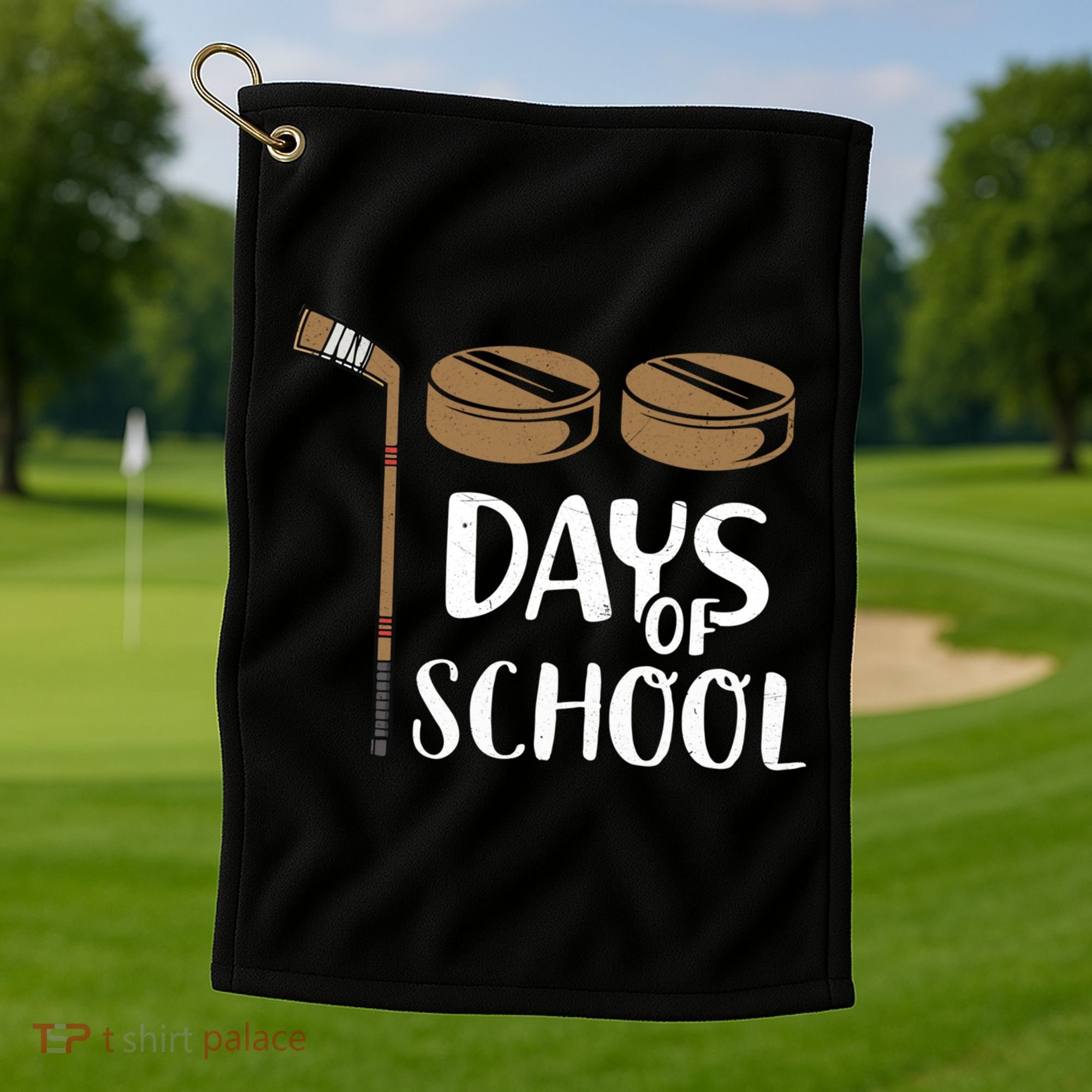 Teachers Students Funny 100th Day Of School Hockey Gift Golf Towel