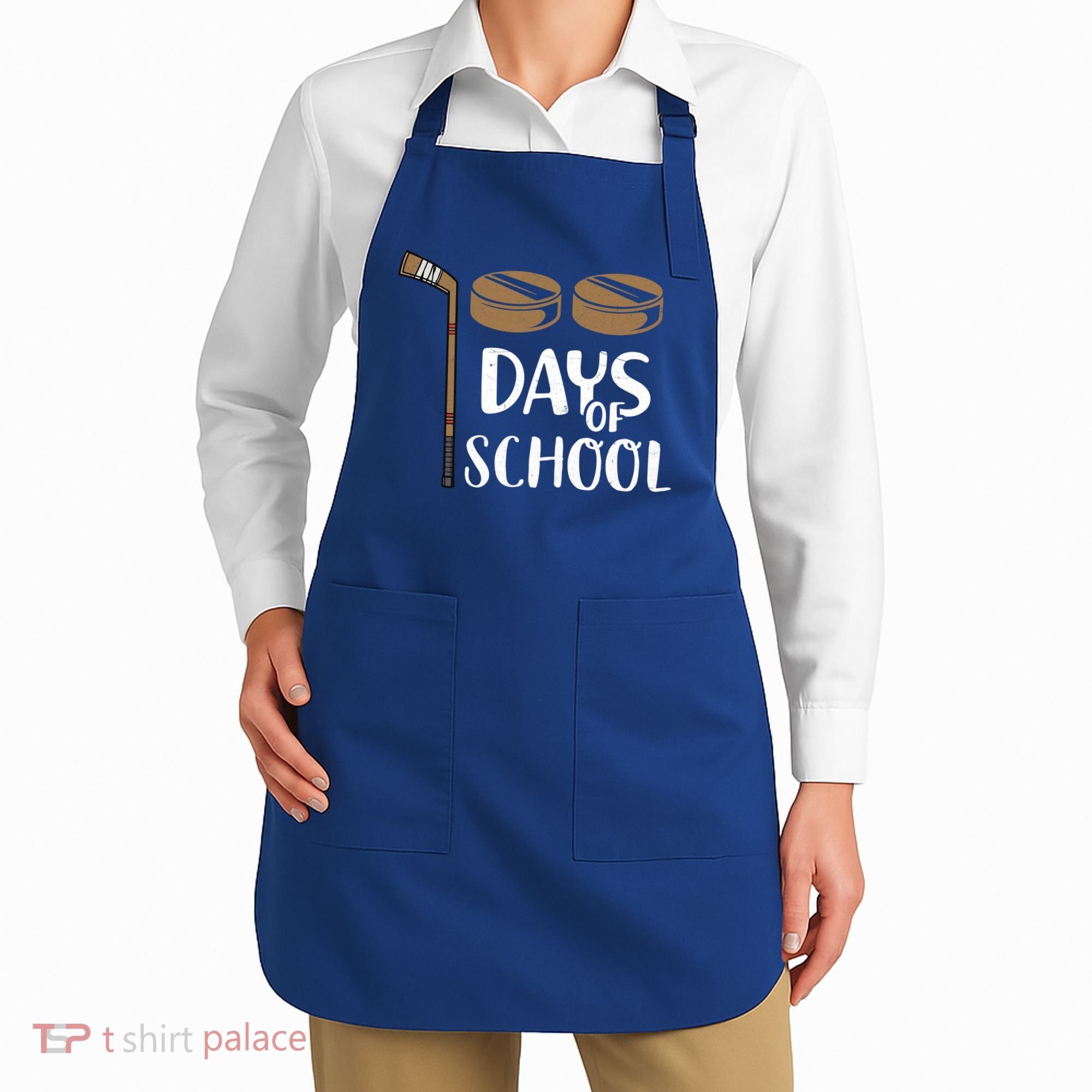 Teachers Students Funny 100th Day Of School Hockey Gift Apron