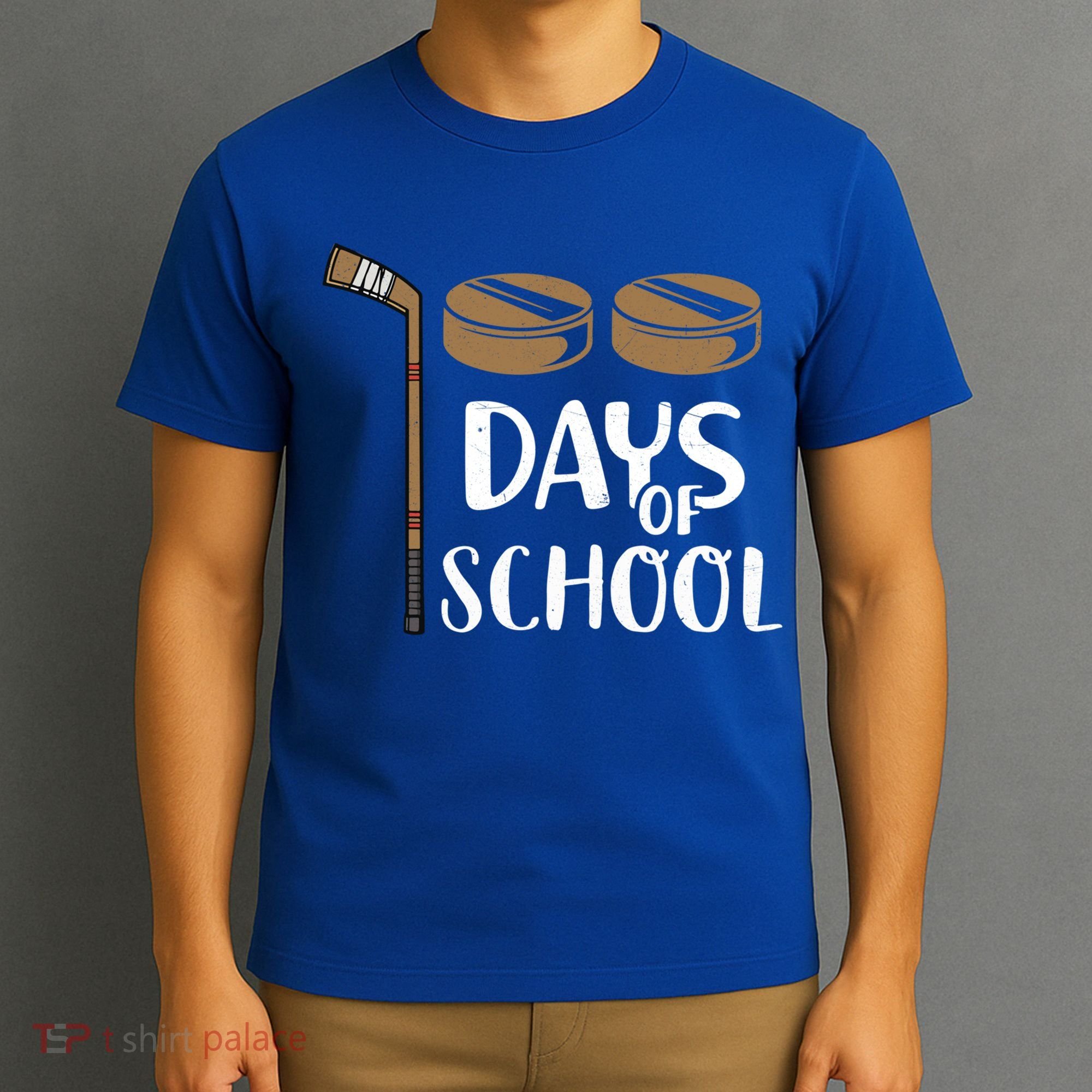 Teachers Students Funny 100th Day Of School Hockey Gift T-Shirt