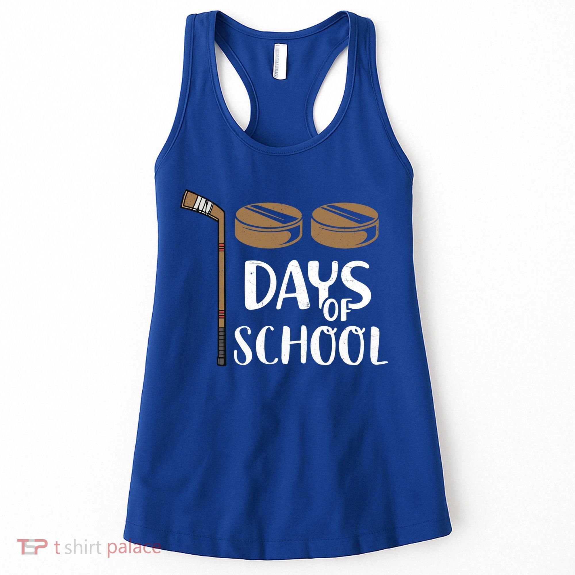 Teachers Students Funny 100th Day Of School Hockey Gift Women's Tank Top