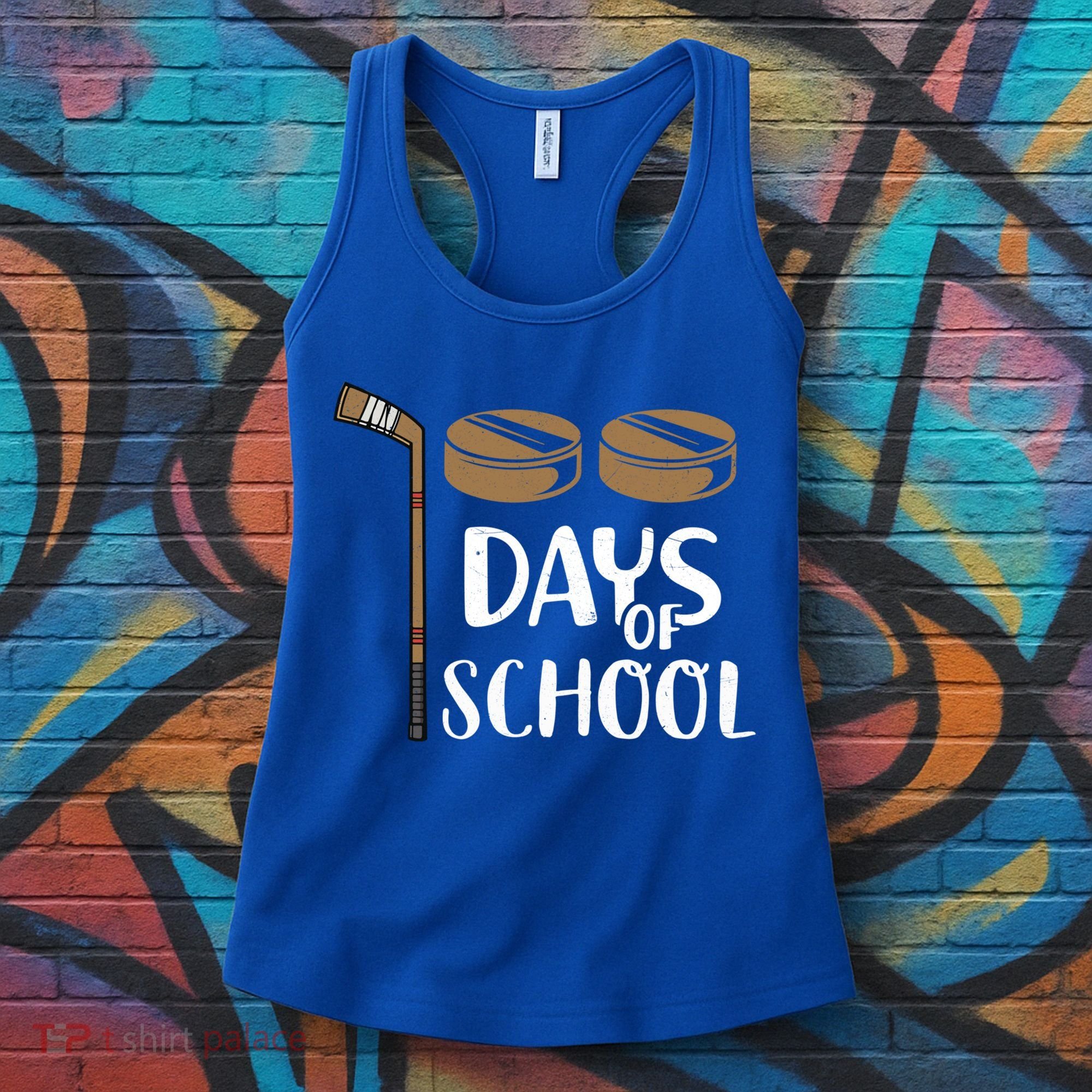 Teachers Students Funny 100th Day Of School Hockey Gift Women's Tank Top