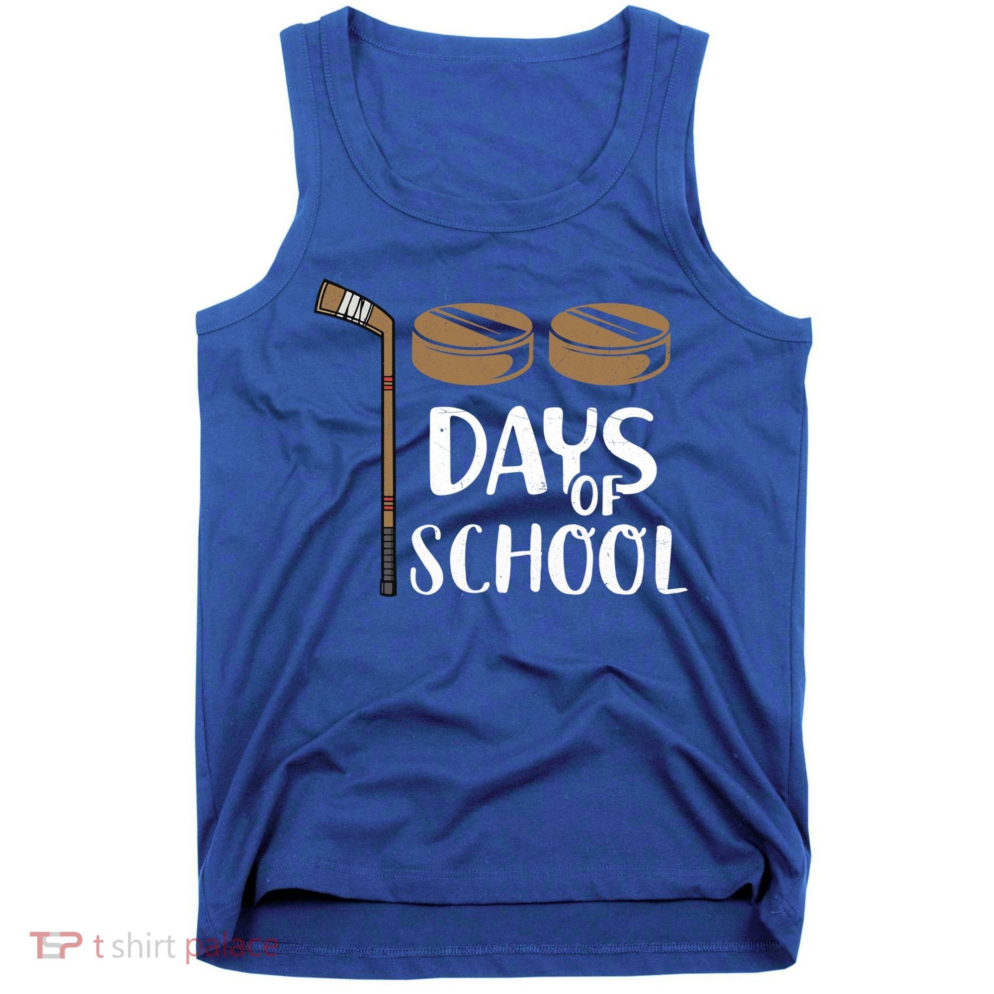 Teachers Students Funny 100th Day Of School Hockey Gift Tank Top