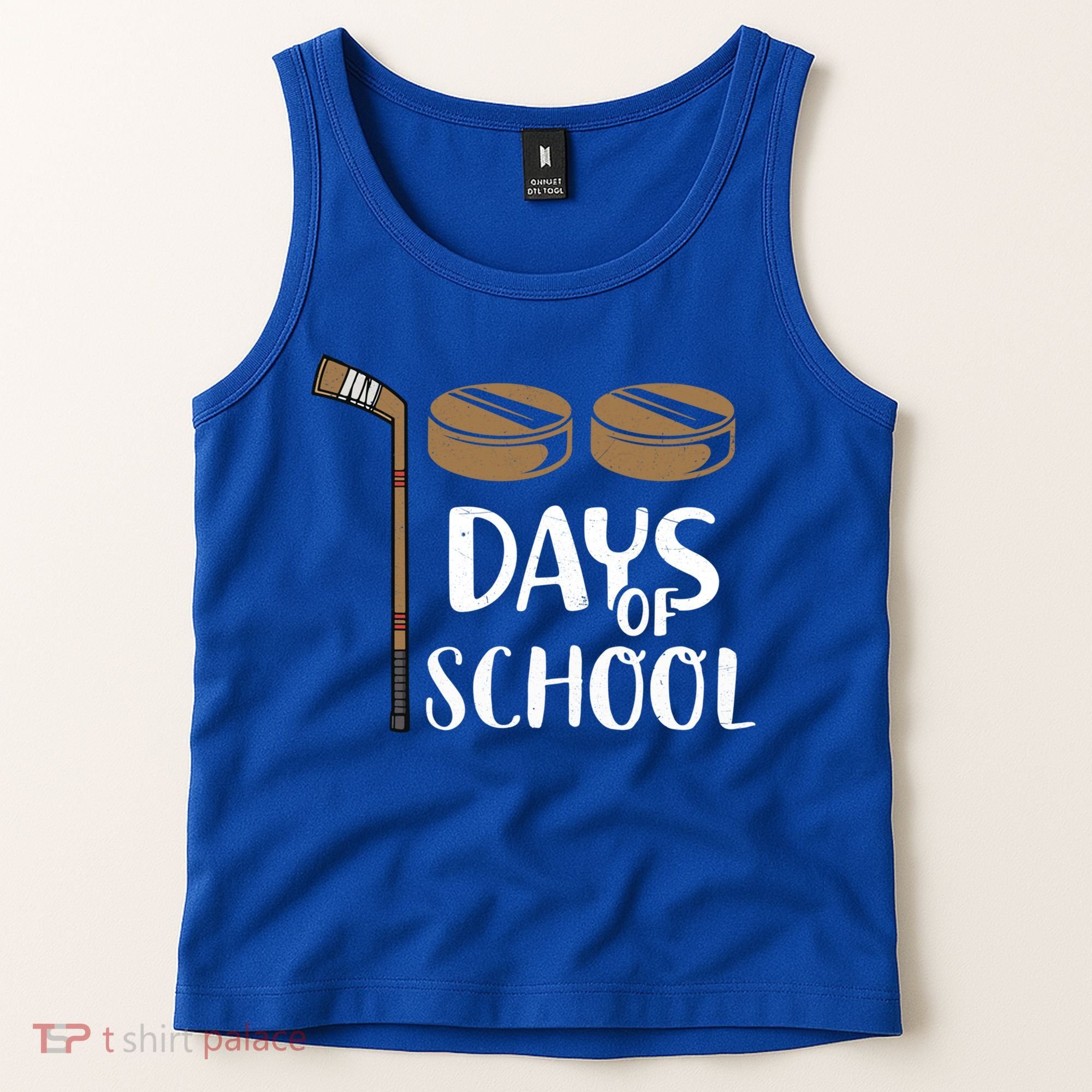 Teachers Students Funny 100th Day Of School Hockey Gift Tank Top