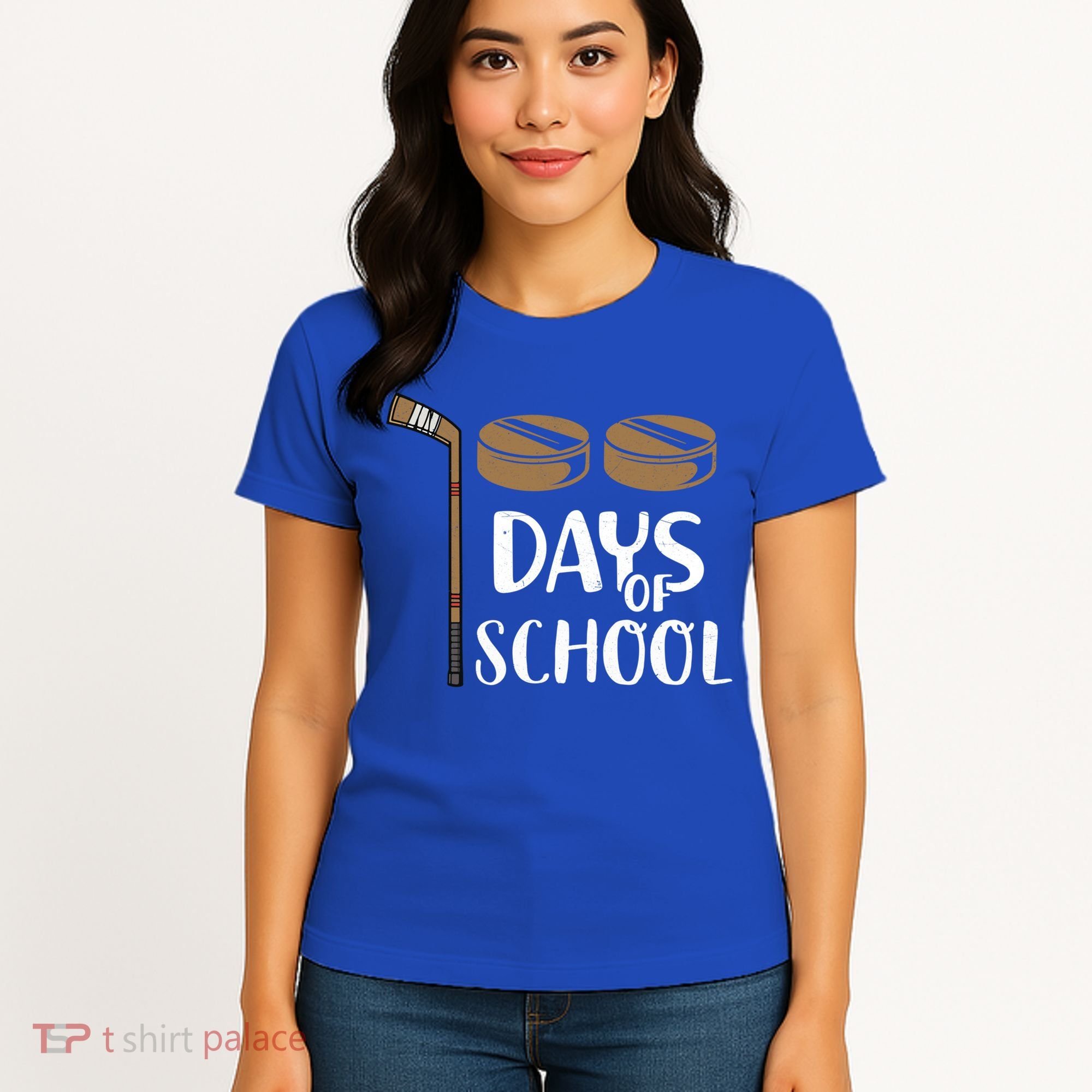 Teachers Students Funny 100th Day Of School Hockey Gift Women's T-Shirt