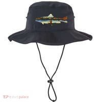Trout Silhouette Fly Fishing Sunset Lake Bucket Hat thumb 0