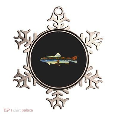 Trout Silhouette Fly Fishing Sunset Lake Ornament