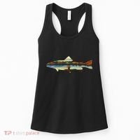 Trout Silhouette Fly Fishing Sunset Lake Women's Tank Top thumb 0