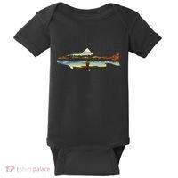 Trout Silhouette Fly Fishing Sunset Lake Baby Bodysuit thumb 0
