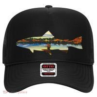 Trout Silhouette Fly Fishing Sunset Lake Hat thumb 0