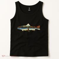 Trout Silhouette Fly Fishing Sunset Lake Tank Top thumb 2