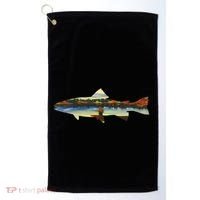 Trout Silhouette Fly Fishing Sunset Lake Golf Towel thumb 0