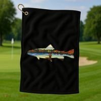 Trout Silhouette Fly Fishing Sunset Lake Golf Towel thumb 1