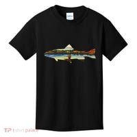 Trout Silhouette Fly Fishing Sunset Lake Kids T-Shirt thumb 0