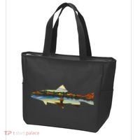 Trout Silhouette Fly Fishing Sunset Lake Tote Bag thumb 3