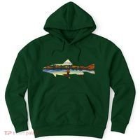 Trout Silhouette Fly Fishing Sunset Lake Hoodie thumb 0