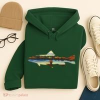 Trout Silhouette Fly Fishing Sunset Lake Hoodie thumb 4