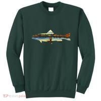 Trout Silhouette Fly Fishing Sunset Lake Sweatshirt thumb 0