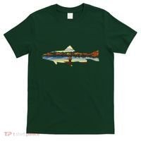 Trout Silhouette Fly Fishing Sunset Lake T-Shirt thumb 0