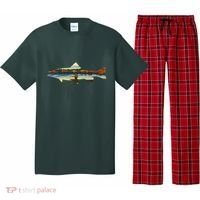 Trout Silhouette Fly Fishing Sunset Lake Pajama Set thumb 0
