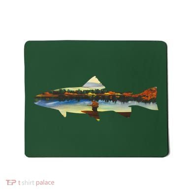 Trout Silhouette Fly Fishing Sunset Lake Mousepad