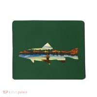 Trout Silhouette Fly Fishing Sunset Lake Mousepad thumb 0