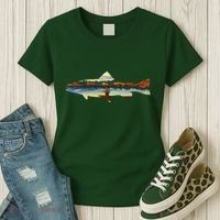 Trout Silhouette Fly Fishing Sunset Lake Women's T-Shirt thumb 3