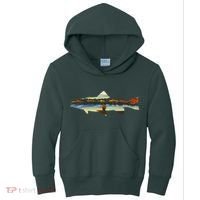 Trout Silhouette Fly Fishing Sunset Lake Kids Hoodie thumb 0