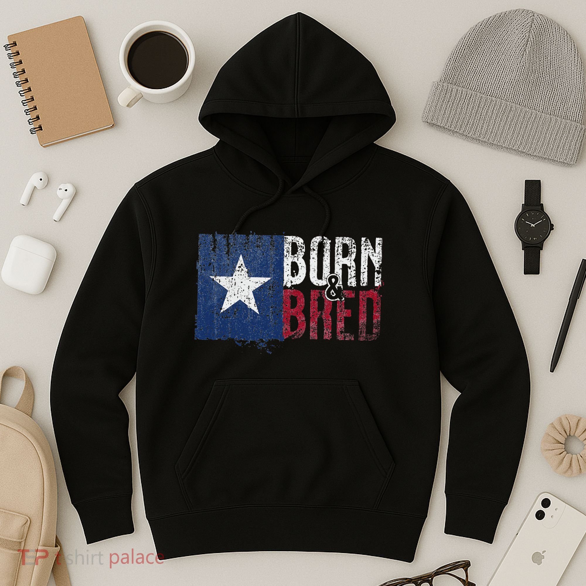 Texas State Flag Pride Born & Bred Native Home Hoodie