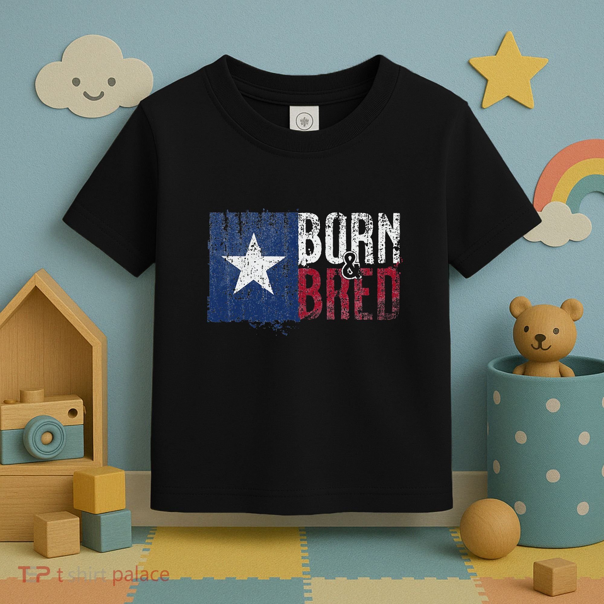 Texas State Flag Pride Born & Bred Native Home Toddler T-Shirt
